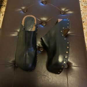 Zara Black Studded Leather Mules